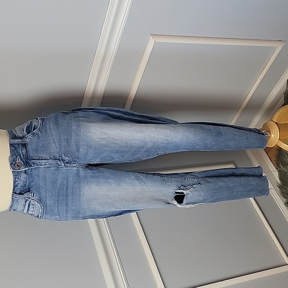 PISTOLA Distressed Destroyed‎ Light Wash Stretch Two Tone Skinny Casual Jeans 30